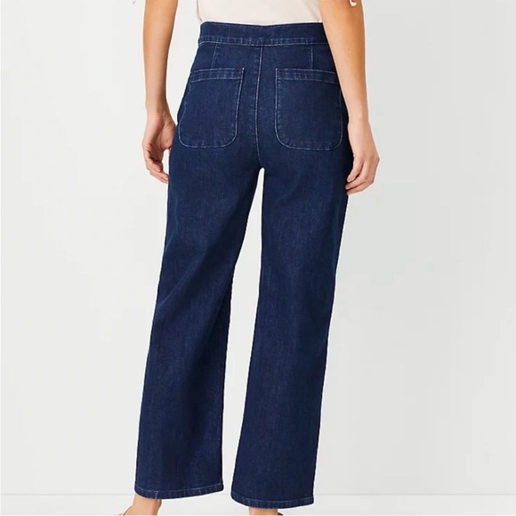 Wide Leg High Rise Jeans Womens Size 12 Coastal Sailor Nautical Ankle - Picture 3 of 12